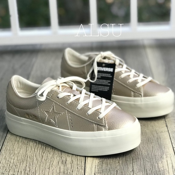 Converse One Star Platform Light Gold W AUTHENTIC - Picture 3 of 8